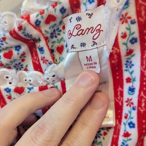 Lanz of Slazburg Flannel Striped Floral Long Nightgown - Picture 13 of 14